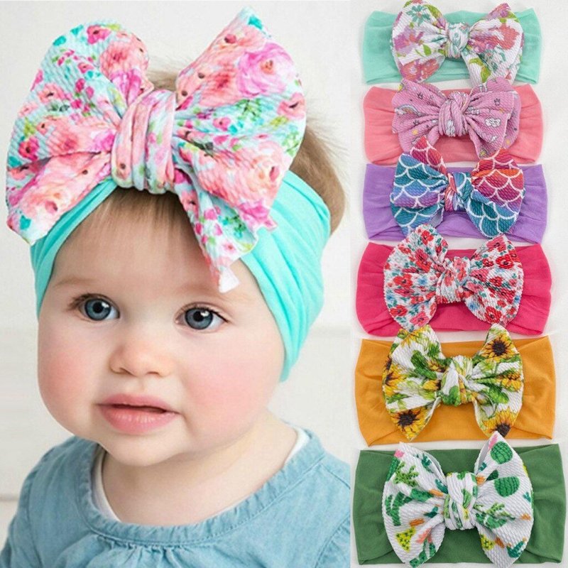 Bandeaux Colorés À Gros Noeud Pour Bébé, Turban Pour Fille Et Garçon, Accessoires De Cheveux À Motif Imprimé Mignon