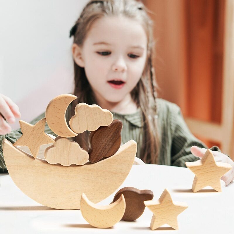 Cube À Empiler En Bois Pour Bébé, Jouets Mathématiques Numériques, Bloc D'équilibre, Jouet Éducatif Montessori En Bois Naturel, Cadeaux Pour Bébé