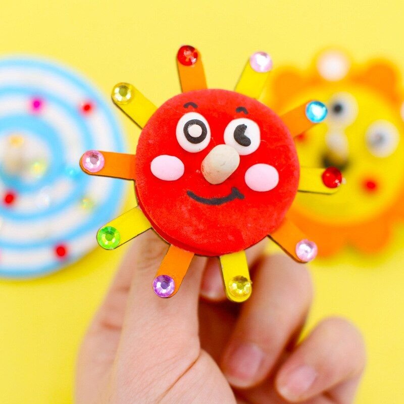 Toupie En Bois Pour Enfant, Jouet À Faire Soi-Même, Jeu De Coloriage, Cadeau D'anniversaire, Lot De 5 Pièces