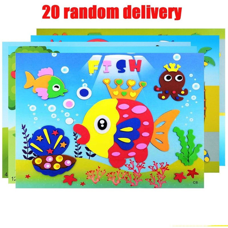 Grand Paquet De Matériel De Production Fait À La Main Pour Enfants, Autocollants Eva, Dessin Animé, Jouets Éducatifs De Maternelle Faits À La Main