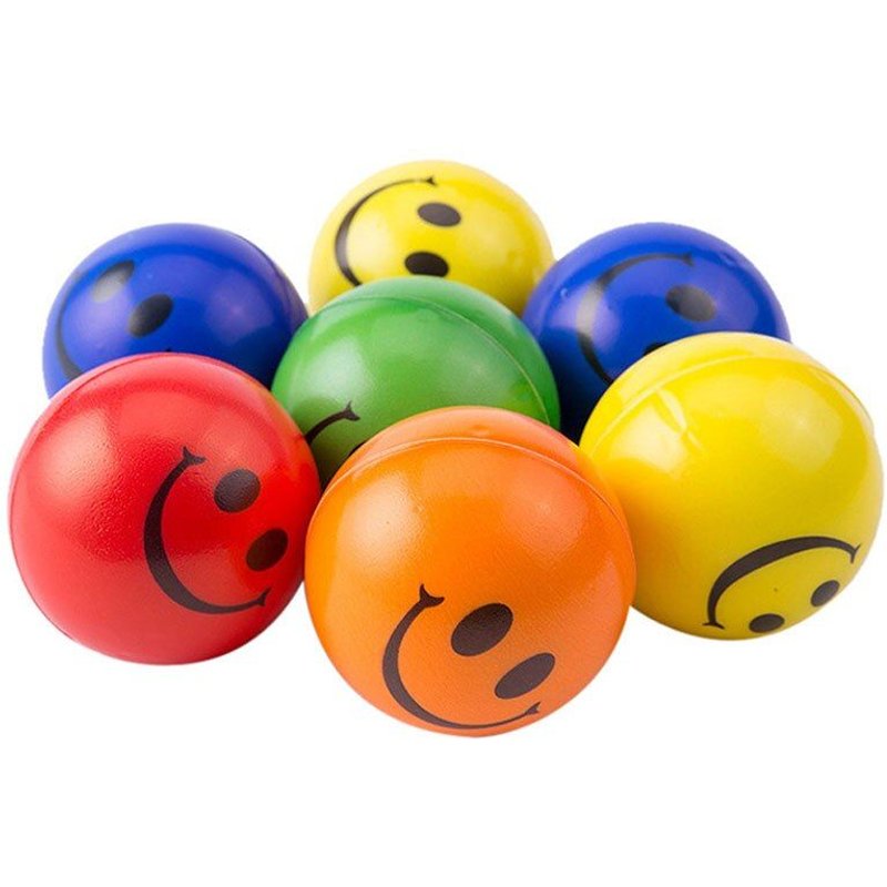 Balle En Mousse Pour Le Visage Et Le Sourire, 6.3cm, 3 Pièces/Lot, Balle Anti-Stress À Presser, Sport De Plein Air, Soulagement De La Main, Exercice Du Poignet, En Pu, Pour Enfants