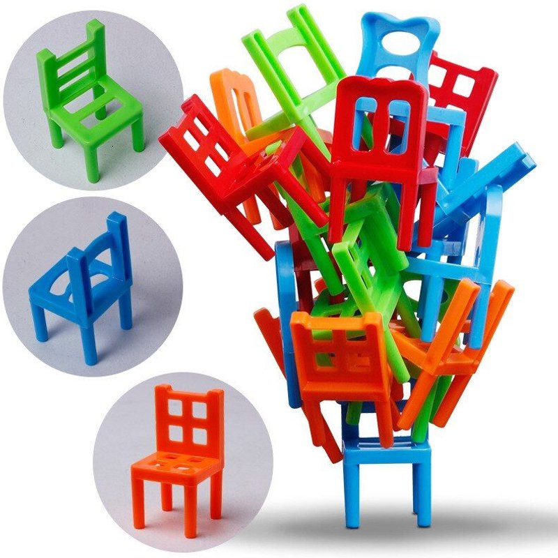 Mini Blocs De Chaises En Plastique À Empiler, Jeu D'équilibre Éducatif, Idéal Pour La Famille, 12 Pièces,