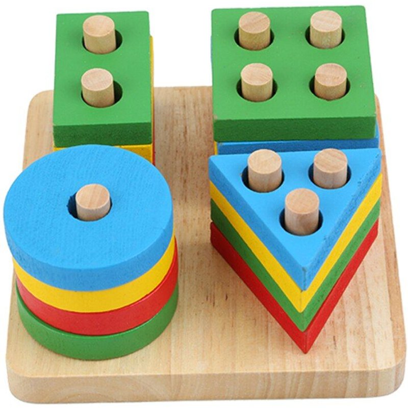 Planche De Tri Géométrique En Bois Montessori, Blocs De Construction, Jouets Éducatifs Pour Enfants, Cadeau Pour Enfants