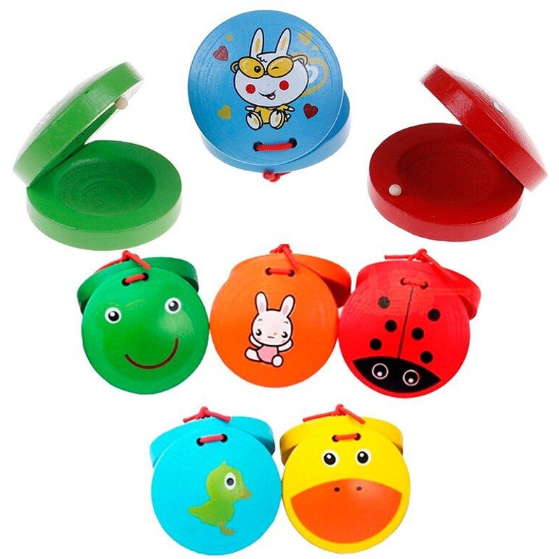 Jouet De Castagnettes En Bois De Dessin Animé Pour Enfants, Instrument De Percussion Musicale, Cadeau De Noël, Nouvelle Collection