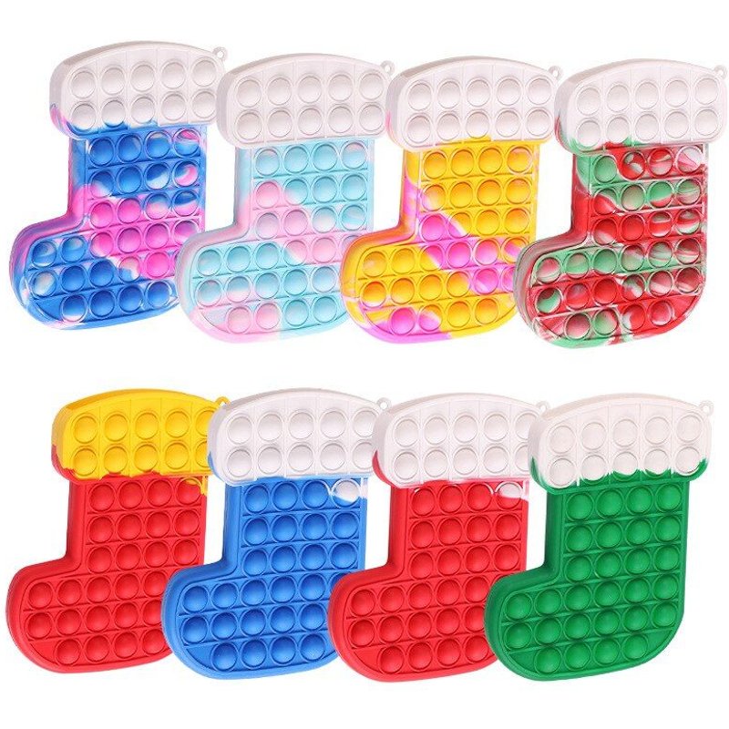 Chaussettes À Bulles En Silicone Pour Noël, Arbre De Noël, Jouet De Décompression, Fidget Popper Zll