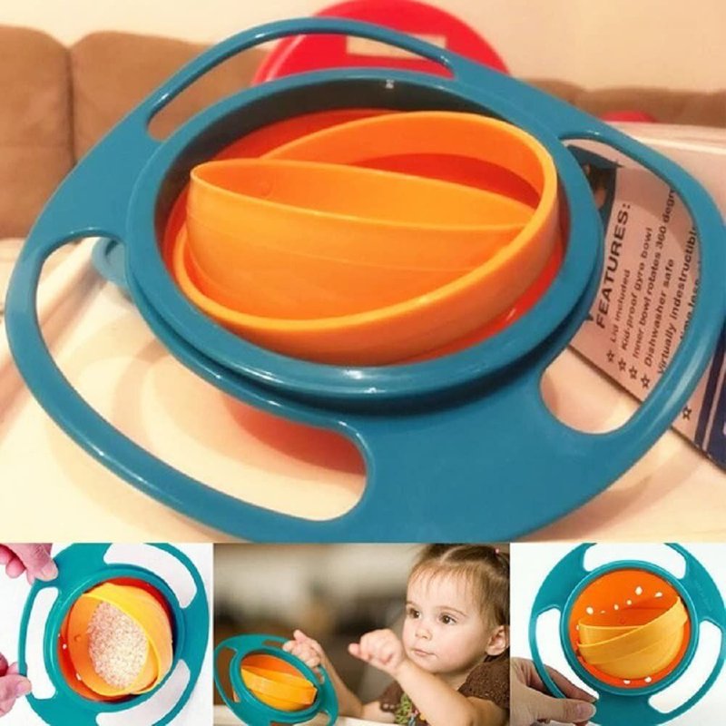 Bol Gyroscopique Pour Apprendre À Bébé À Manger,Design Pratique Et Universel Qui Peut Tourner À 360 Degrés Sans Renverser Son Contenu, Équilibre Rotatif, Vaisselle D'alimentation Anti-Déversement, Nou
