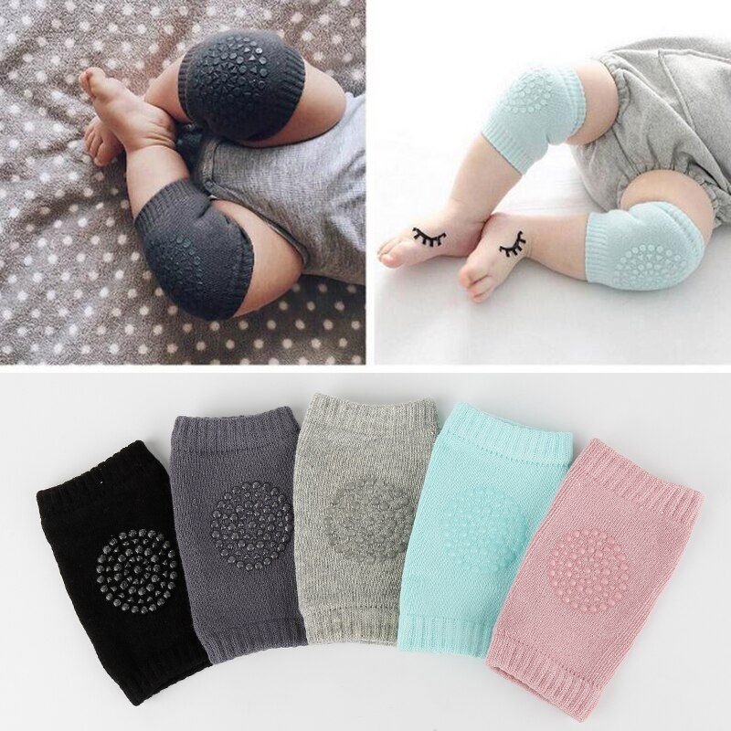 Paire De Genouillères Souples Pour Enfants, Coussin De Coude Pour Nourrissons, Tout-Petits, Chaussettes De Protection De Couleur Unie Pour Les Soins De Sécurité Des Bébés