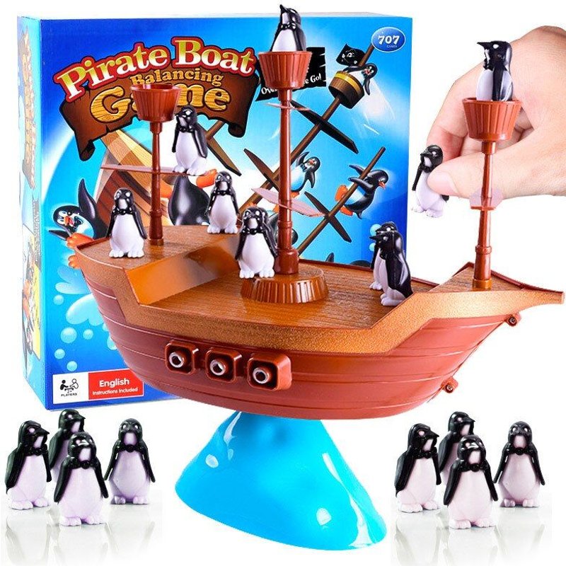 Bateau De Pirate Interactif Pour Enfants, Jeu De Bureau À Balance Pingouin, Ensembles De Jouets Éducatifs Pour Bébés, Cadeau Amusant
