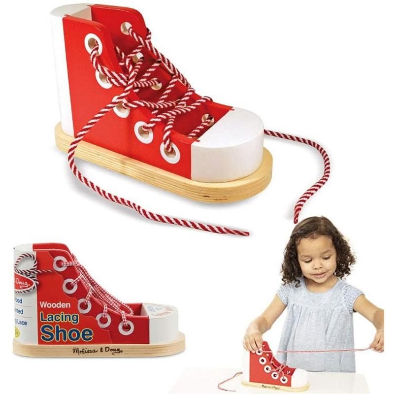 Chaussures D'enfilage En Bois Pour Enfants, Jouet Éducatif En Bois, Multifonction, Apprentissage De La Vie Précoce, Apprentissage À Nouer Des Lacets, 2021