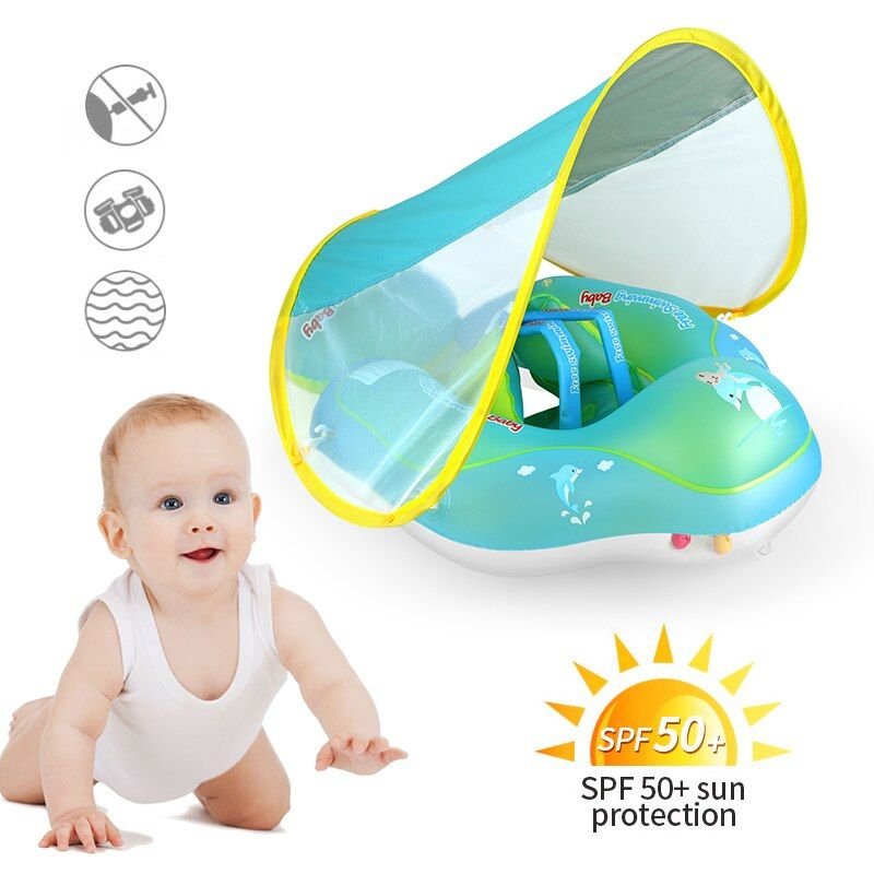Flotteur De Piscine Gonflable Pour Bébés, 3 Tailles, Avec Upf Amovible 50 + Uv, Protection Solaire, Auvent, Pour Enfants