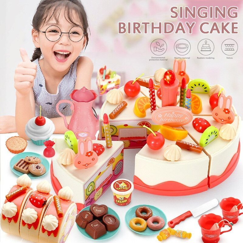 Ensemble De Desserts Et De Thé Pour Enfants, Jouet Maison De Jeu De Gâteau D'anniversaire, 4 Styles, Chant Léger, Coupe De Musique, Cadeau Pour Bébés
