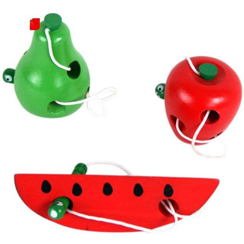 Jouet En Bois Montessori 3 Couleurs Pour Enfants, Jouet Éducatif Amusant, Ver Manger Des Fruits, Éducation Précoce, Aide Pédagogique, Cadeau Pour Bébés