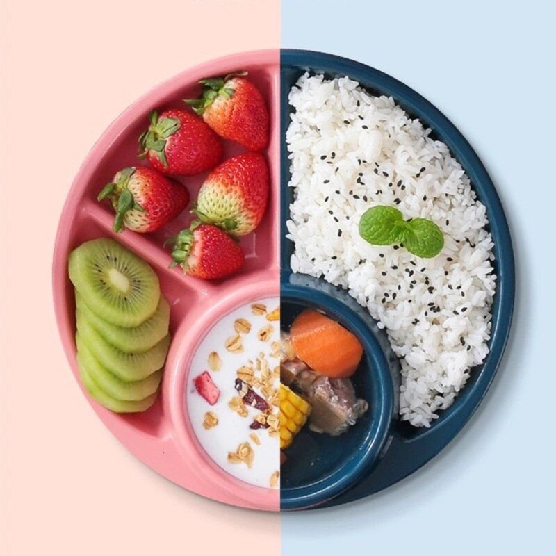 Ensemble De Vaisselle En Plastique, Bol D'alimentation Pour Bébé, Cuillère Fourchette, Assiette À Dîner Divisée, Kit Qx2d