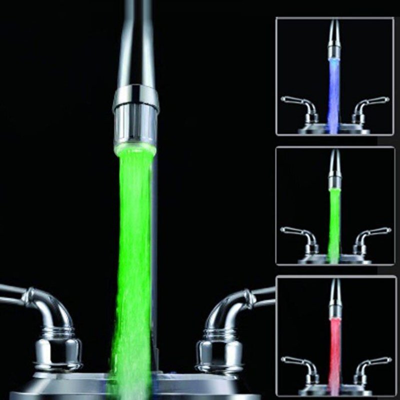 Capteur de température d'eau du robinet avec changement de couleur,appareil 3 LED pour douche lumineuse, équipé d'une vis gauche avec convertisseur,