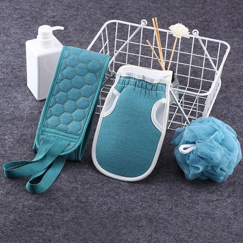 Ensemble de 3 brosses douces de nettoyage du corps, ensemble de gants de bain avec serviette exfoliante pour le dos