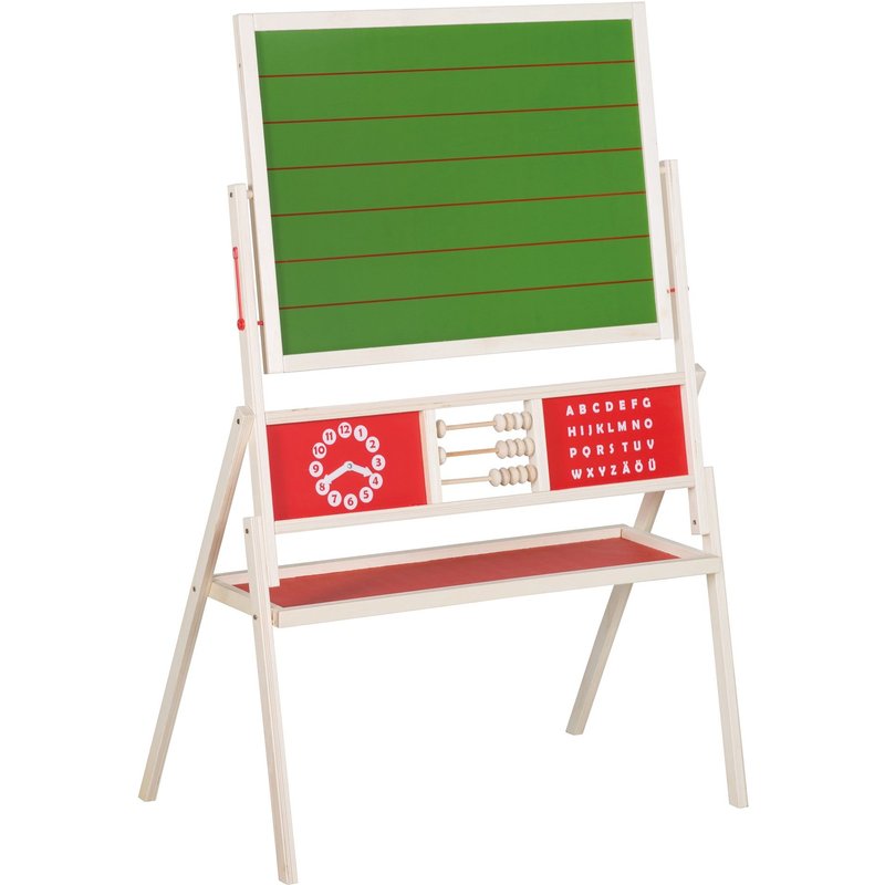 Tableau Enfant Double Face Magnétique Et Craie - Roba - Avec Horloge Et Boulier - Vert - L 83 X P 47 X H 124 Cm