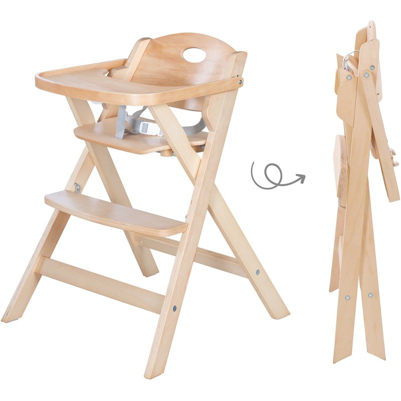 Chaise Haute Pliante Bois Naturel - Roba