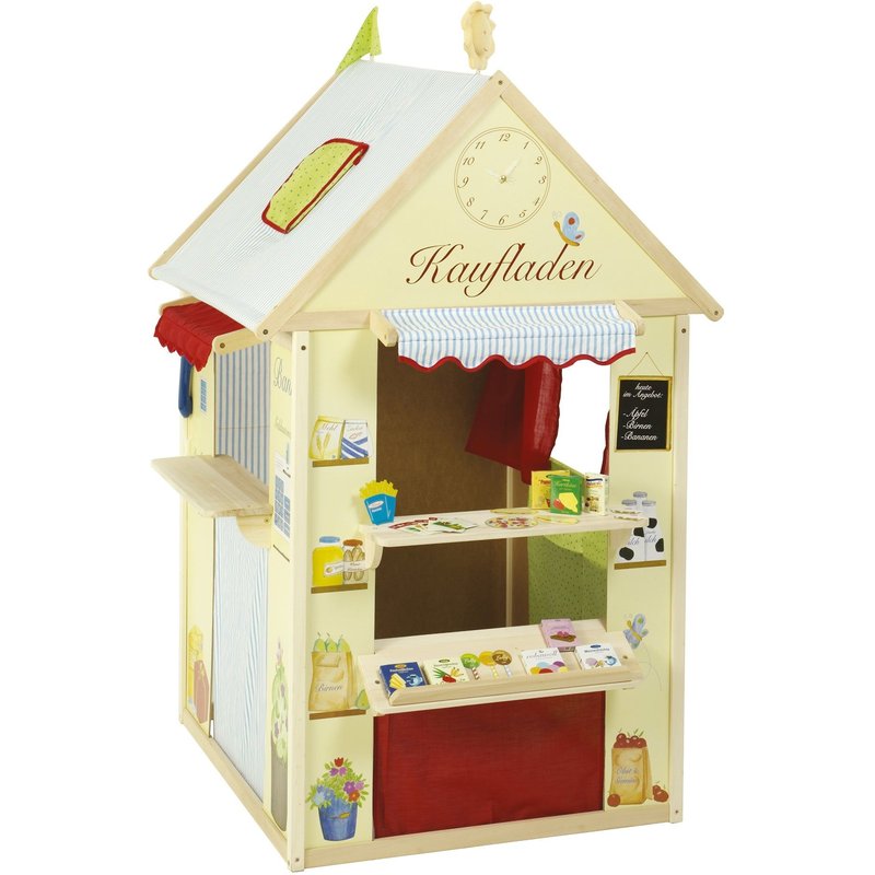 Maisonnette Pour Enfant 4 En 1 - Roba - Multifonctionnelle - Bois Massif - Jaune/Rouge