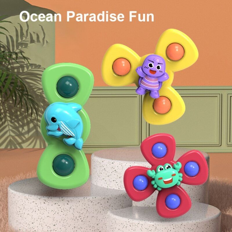 Jouets Créatifs Montessori Pour Bébés, Jouets De Bain Pour Garçons, Ventouse De Bain, Spinner, Gyro