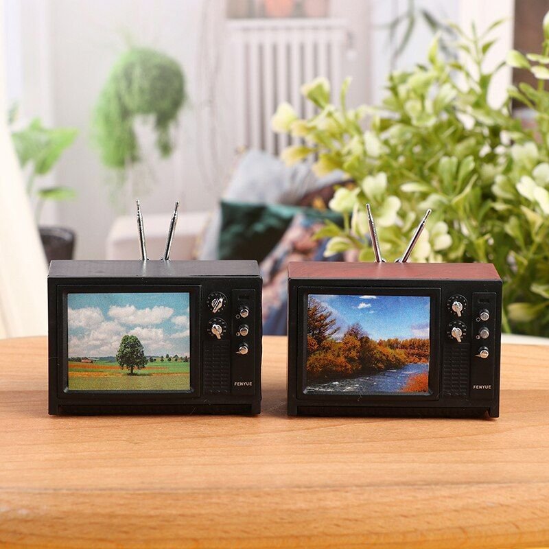 Télévision Miniature 1:12 Pour Maison De Poupée, Meuble Tv Avec Photo, Modèle Jouet, 1 Pièce