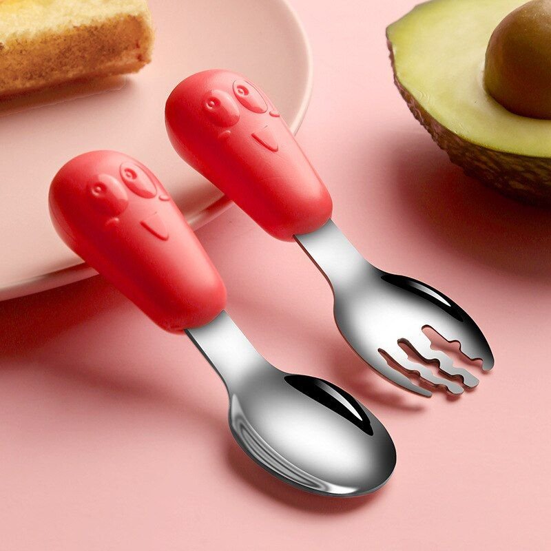 Ustensile En Acier Inoxydable Pour Enfants, Vaisselle Pour Tout-Petits, Couverts De Dessin Animé, Alimentation Pour Nourrissons, Cuillère Fourchette, Gadgets Pour Bébé, Service De Table