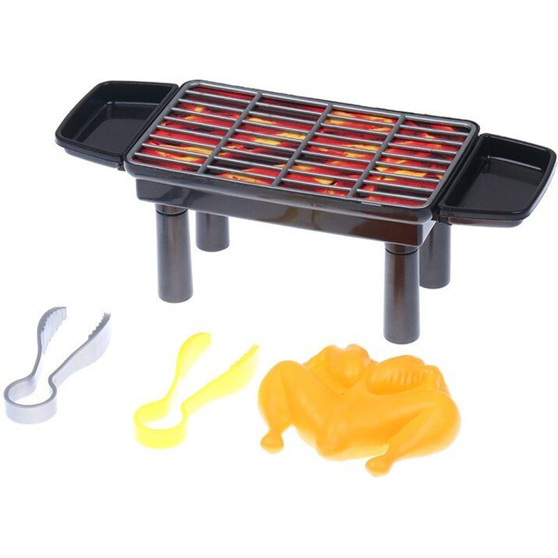 Mini Support De Barbecue Pour Maison De Poupée, Outil De Bbq, Ensemble De Poulet À Pince, Accessoires Décoratifs Pour Maison De Poupée
