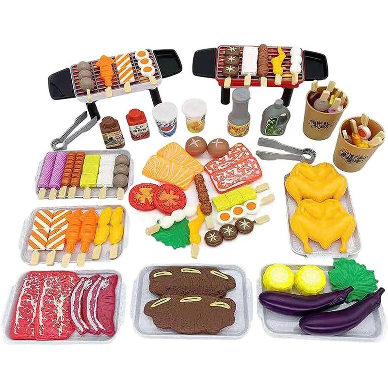 Ensemble De Barbecue Pour Deux Personnes, 80 Pièces, Outils De Cuisine, Jeu De Simulation, Nourriture, Vaisselle, Jouets De Rôle, Cadeau Pour Enfants