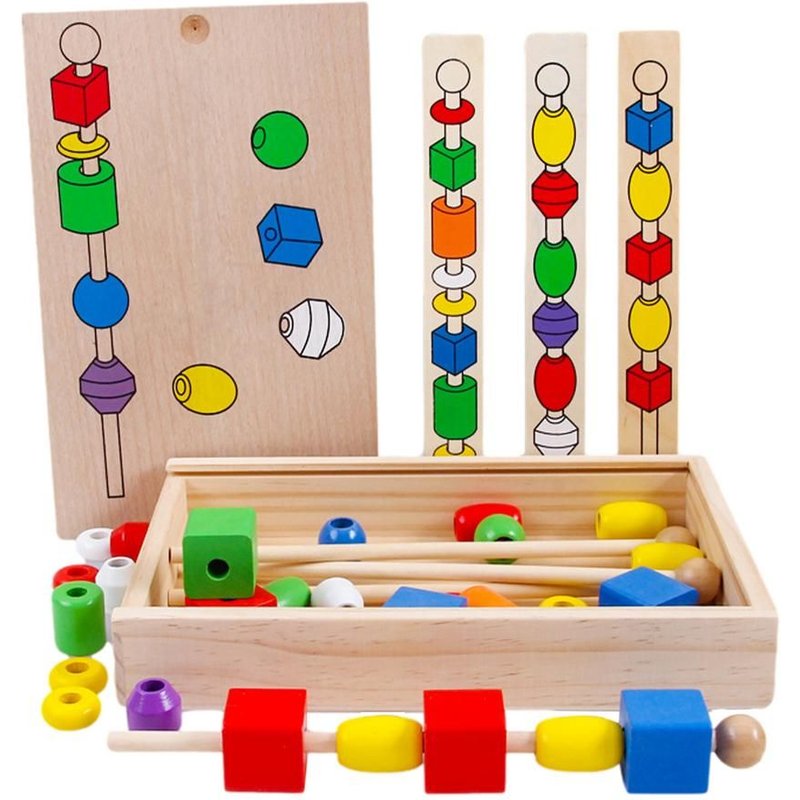 Casse-Tête Montessori En Forme De Boîte De Perles Pour Enfants, Jouet D'enfilage De Bâton, Jouet D'éducation Précoce Pour 1-3 Enfants, Jouet En Forme De Couleur
