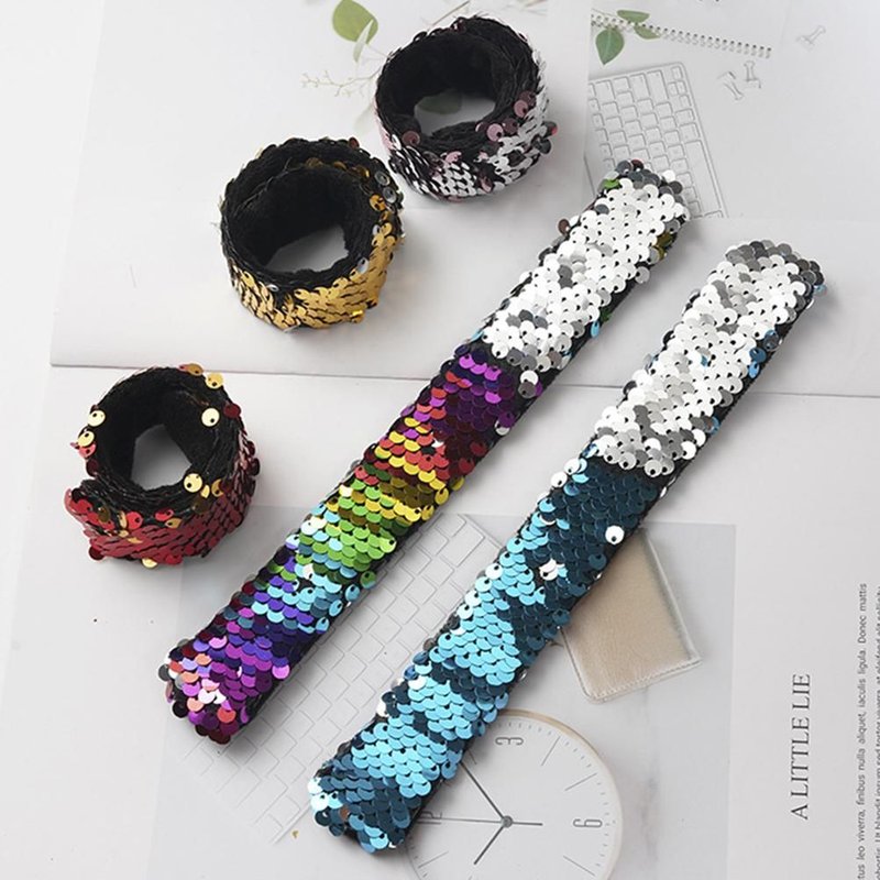 Bracelet À Claquettes À Paillettes Brillantes, Accessoires De Fête, Jouets Éducatifs Pour Enfants, Cadeau