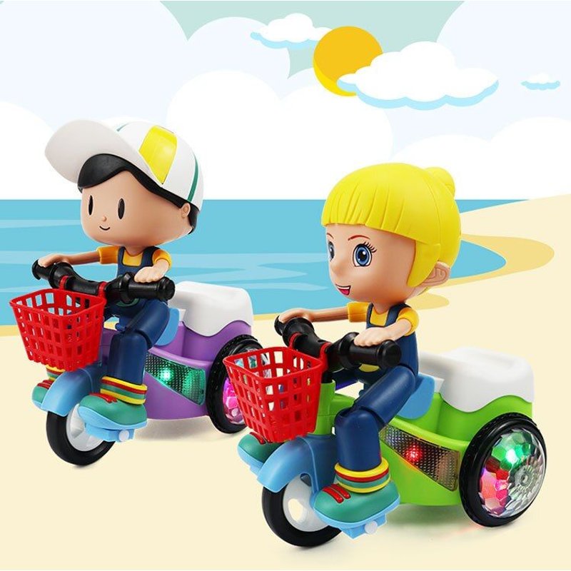 Tricycle Électrique Pour Enfants, 1 Pièce, Style Dessin Animé, Lumières Musicales, Rotation À 360 Degrés, Jouets Pour Enfants