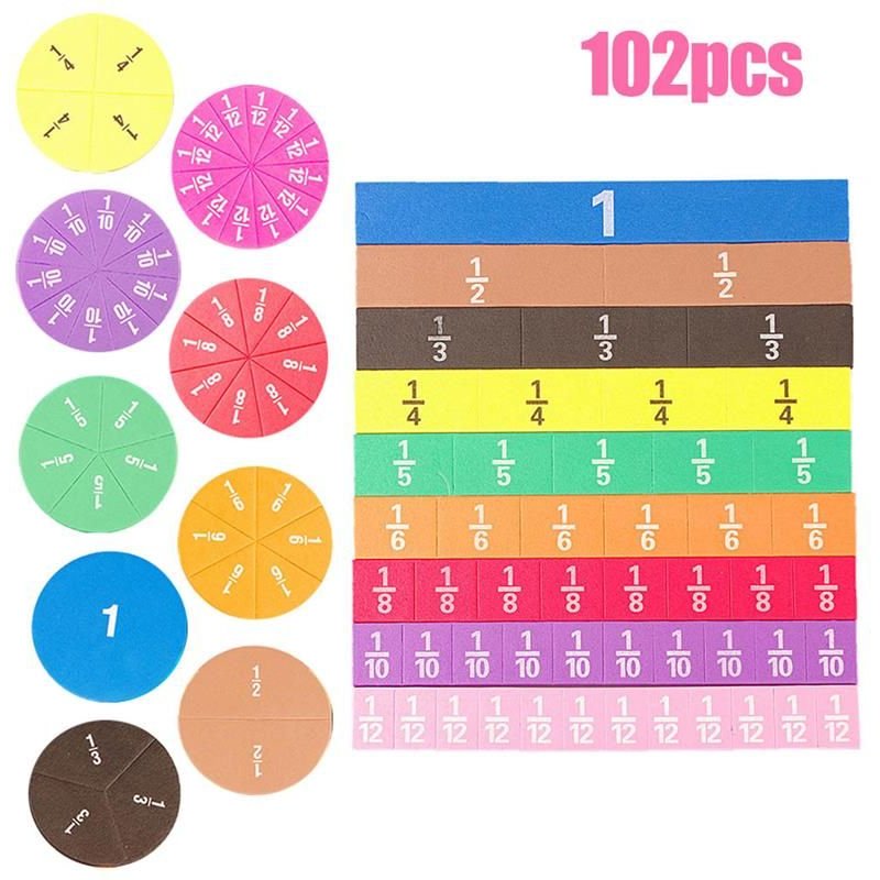 Tuiles À Fractions Circulaires Magnétiques Arc-En-Ciel, 102 Pièces, Manipulateurs Mathématiques, Jouets Éducatifs Pour L'apprentissage Préscolaire Des Maths Pour Enfants