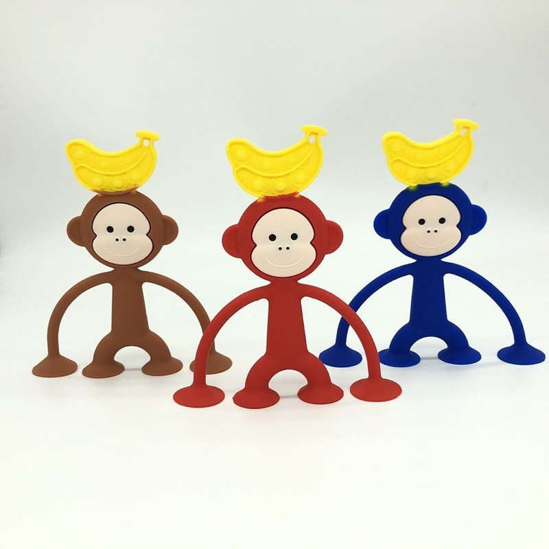 Jouet Anti-Stress En Silicone Pour Enfants, Singe À Presser, À Ventouse, Jouets Sensoriels Amusants, Cadeau Pour Les Petits
