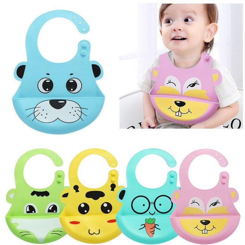 Bavoirs Imperméables En Silicone Souple Pour Bébés, Matière Solide, Animaux De Dessin Animé, Pour Filles Et Garçons