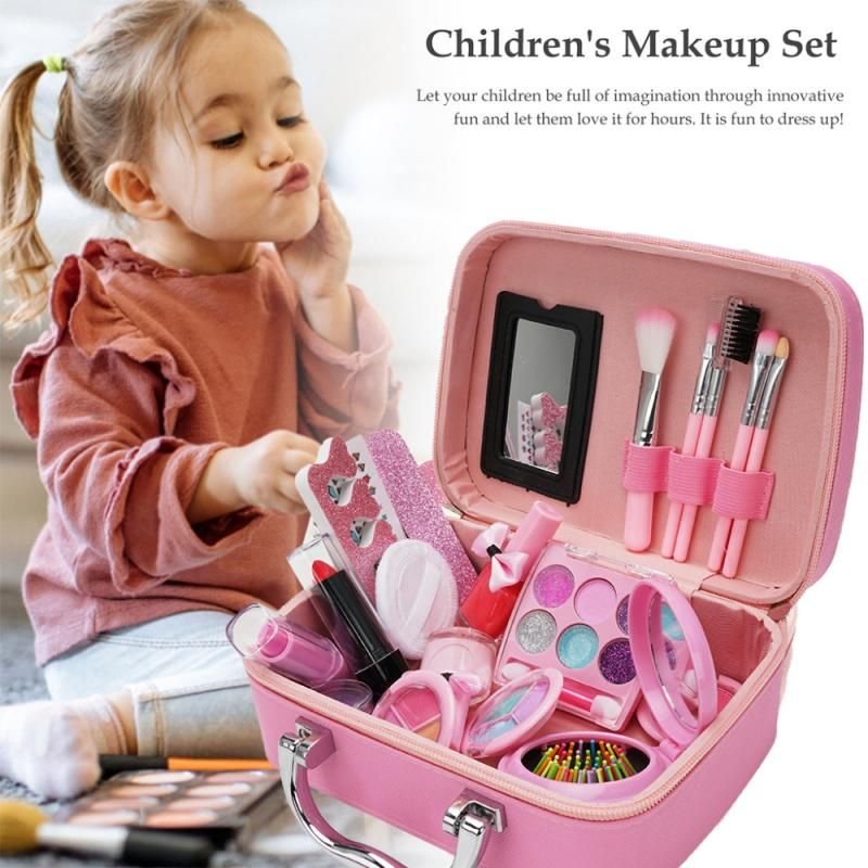 Maison De Jeux Pour Enfants, Jouets De Beauté, Coffret De Maquillage Lavable Pour Enfants, Boîte À Cosmétiques Non Toxique, Cadeau D'anniversaire Pour Fille