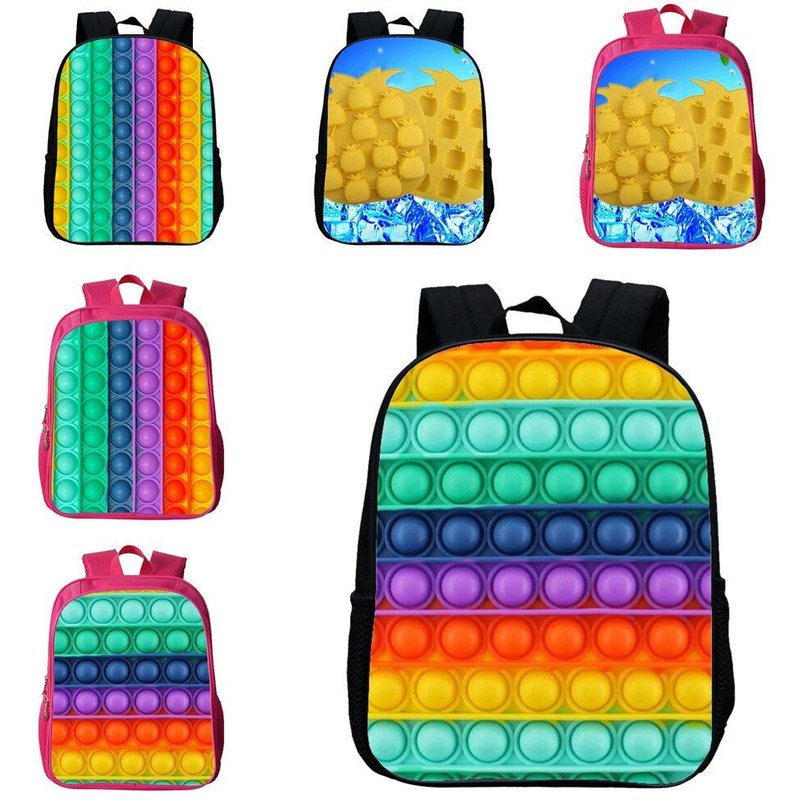 Sac d'école 3D imprimé à bulles pour enfants, sac à dos de stockage de livres pour ordinateur portable pour adolescents, sac à dos sensoriel Fidget arc-en-ciel pour enfants, cadeaux