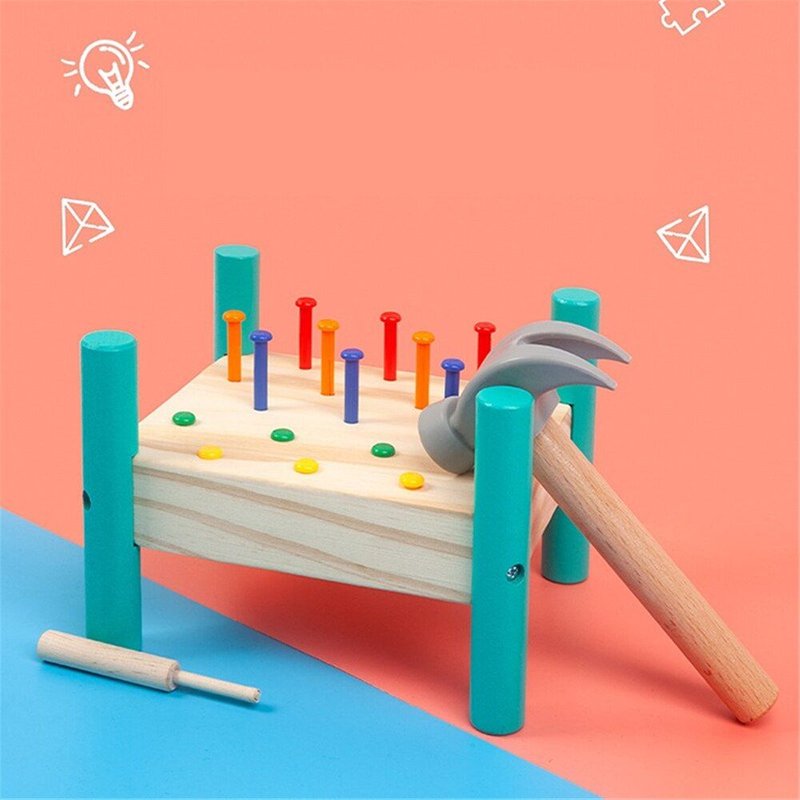 Banc De Frappe En Bois Avec Marteau, Jouets Éducatifs Montessori Pour Enfants D'âge Préscolaire, Cadeau D'anniversaire