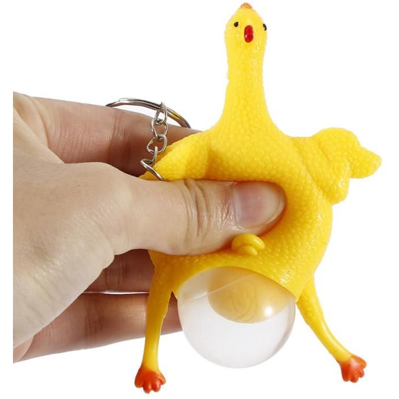 Porte-Clés De Poulet En Caoutchouc, Jouets Amusants, Couche De Compression, Décompression, Jouet Drôle Qui Peut Pondre Des ¿Ufs, Animaux Unisexes Amusants