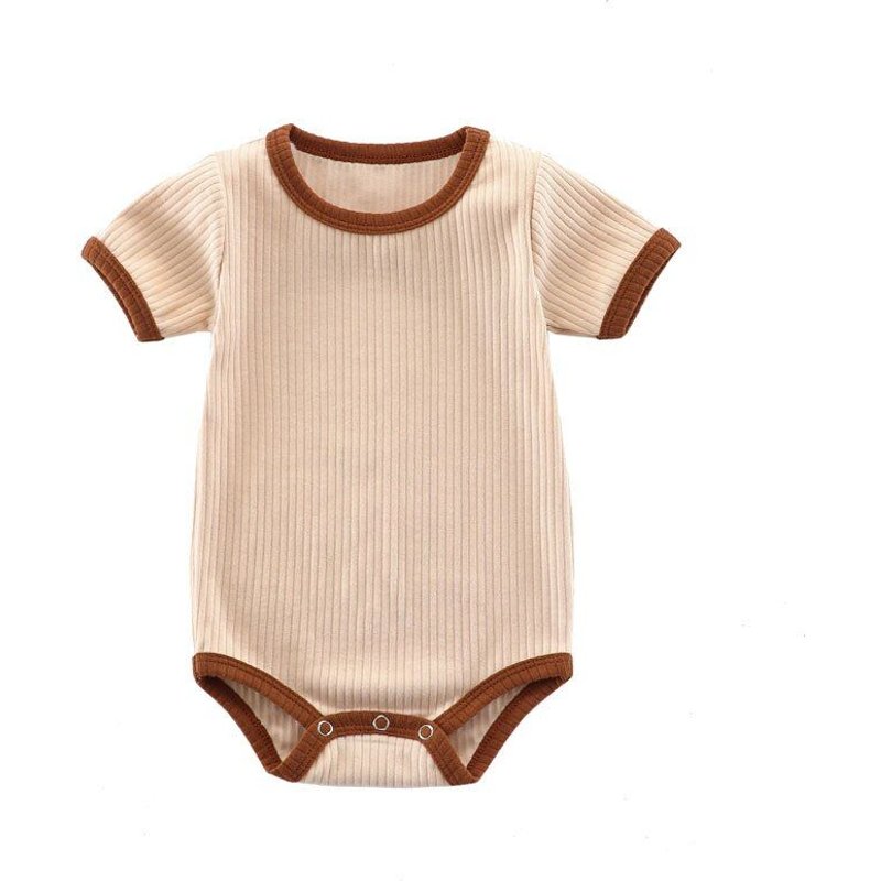 Barboteuse Côtelée En Coton Pour Nouveau-Né, Combinaison À Manches Courtes Pour Garçon Et Fille, Vêtements Pour Bébé De 0 À 12m