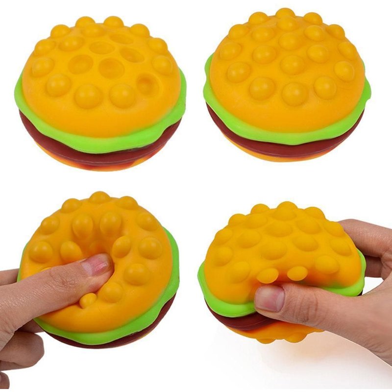Balle Anti-Stress En Silicone 3d, Squishy Hamburger Fidget, Jouets De Décompression, Balle Anti-Stress Sensoriel