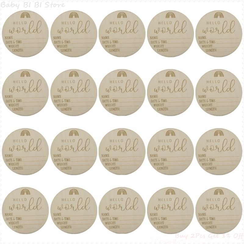 20 Pcs /15/10/5pcs En Bois Mensuelle Photo Cartes Bébé Annonce Cartes Photographie Prop Disques Voyage Étape Jouet