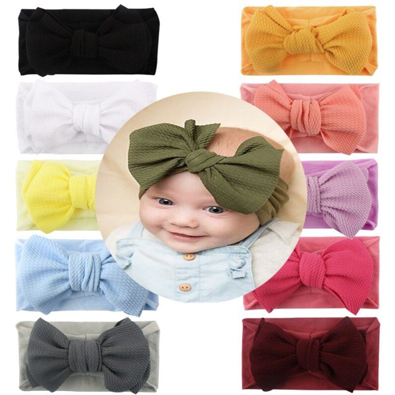 Serre-TĂȘte En Coton Ălastique Pour BĂ©bĂ© De 0 Ă 8 Ans, Avec Gros Noeud, Multicolore, En Option