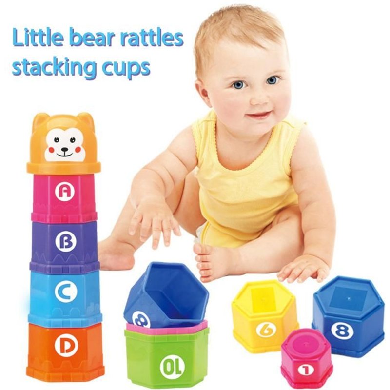 Jouet De Bain D'eau Pour Enfant En Bas Âge, 11 Pièces, Tasse À Empiler, Ours De Litière, Hochet, Blocs De Construction Numériques, Nouveau-Né, Jouet Éducatif