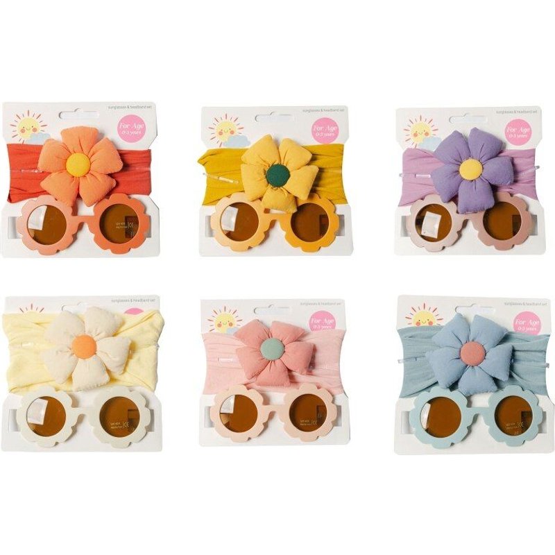 1 Set Bébé Fleur Bandeau Floral Sunglasses 2 Pcs/Set Uv Protection Fournitures Pour Enfants Enfant En Bas Âge Bébé Filles Garçons En Plein Air Voyage