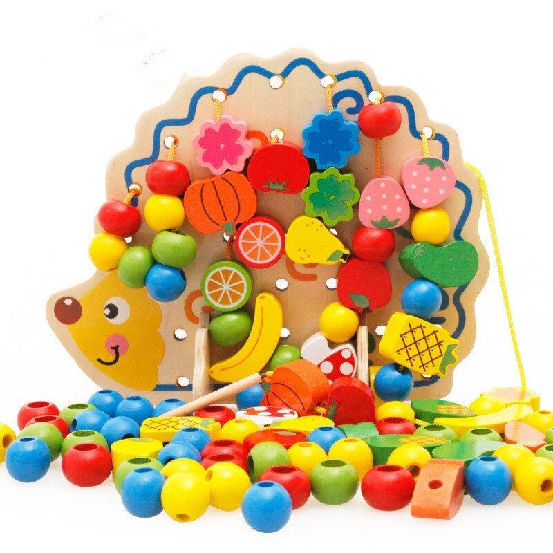 Ensemble De Jouets Éducatifs En Bois Pour Enfants, 2 Types, Possibilité De Choisir 1 Ensemble, Perles De Fruits Hérisson, Montessori Oyuncak