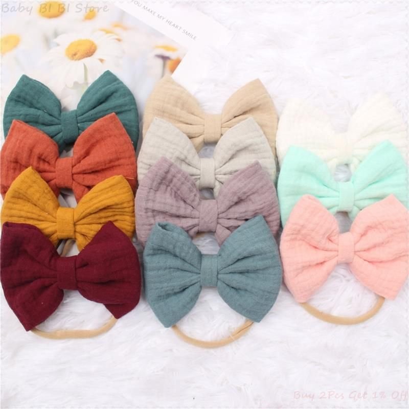 Bandeau À Noeuds Élastiques Pour Bébés Filles, En Coton Doux, Bandeau De Princesse À La Mode, Couvre-Chef Pour Nouveau-Né, 1 Pièce