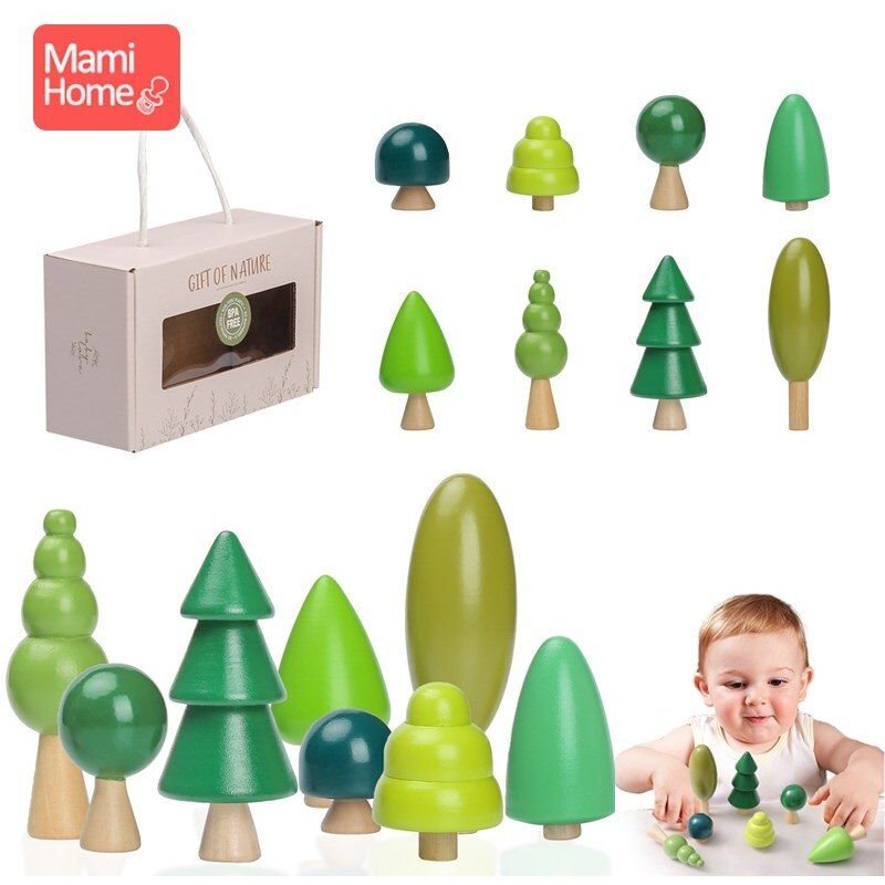 1 Ensemble De Blocs D'arbre De Simulation Naturels, Jouets En Bois Pour Enfants, Jeux Éducatifs Montessori Sans Bpa, Décoration De Salle, Cadeaux
