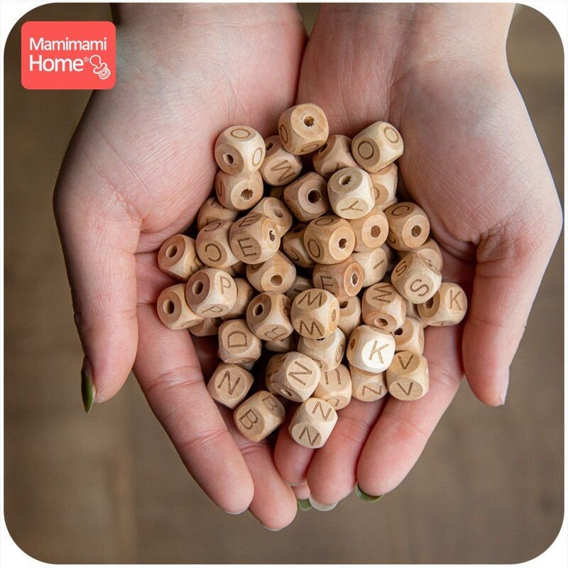 Perles De Dentition En Bois Pour Bébé, 50 Pièces, Diy, Sans Bpa, En Hêtre, Lettre Rongeur, Montessori, Jouet Cadeau Pour Infirmière