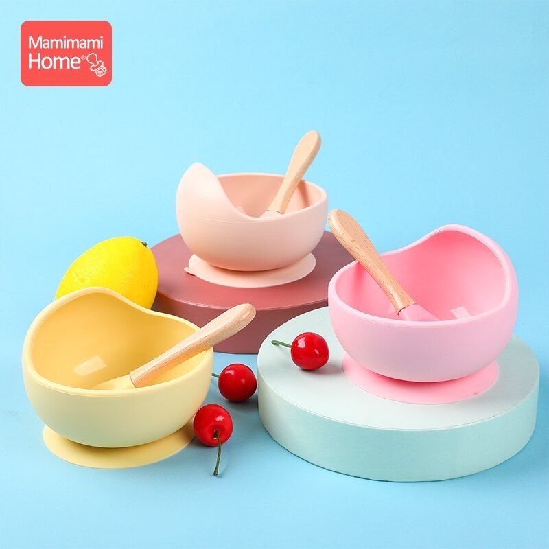 Assiette À Manger En Silicone Pour Bébé, Vaisselle De Table, Cuillère À Nourriture, Vaisselle Pour Enfants Fixation À Ventouse Sans Bpa