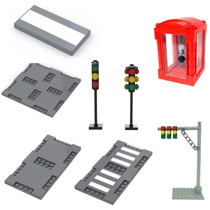 Blocs De Construction Pour Enfants, 1 Pièce, Compatible Avec City Street View, Briques De Construction, Feux De Circulation, Figurines, Bricolage