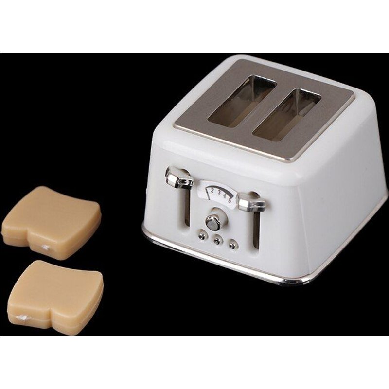 1:12 Maison De Poupée Mini Machine À Pain Avec Du Pain Grillé Maisons De Poupées Miniatures Décorations Mignonnes Grille-Pain 1/12 Accessoires Pour Maison De Poupées